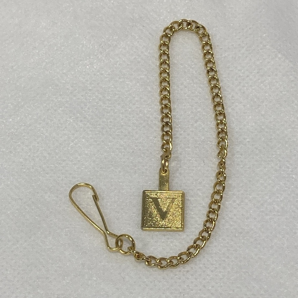 Venetian Goldtone Souvenir Square “V” Key Fob & Chain